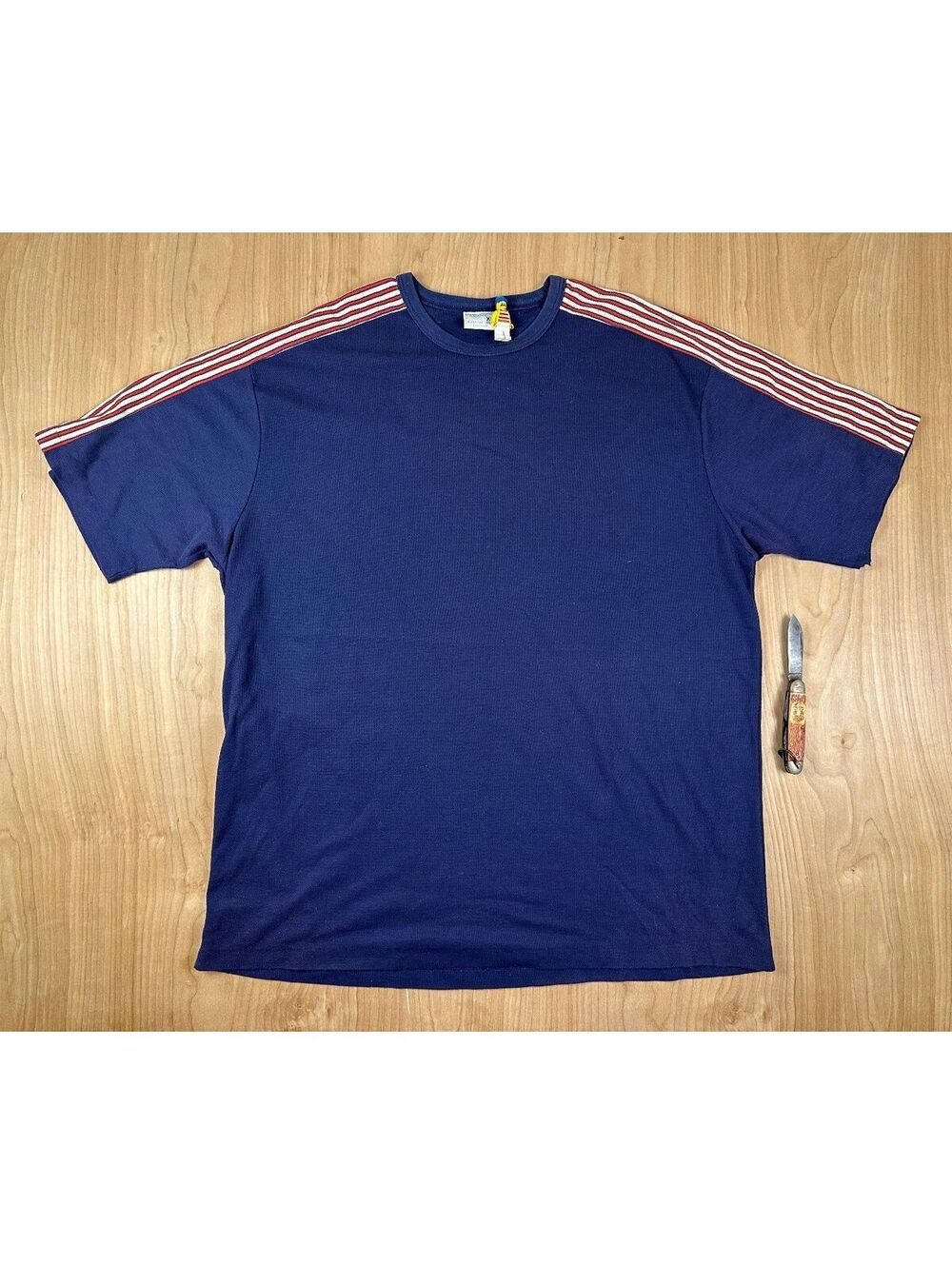 Vintage 70s JcPenney Pique Knit tshirt striped Single Stitch xlarge lightweight